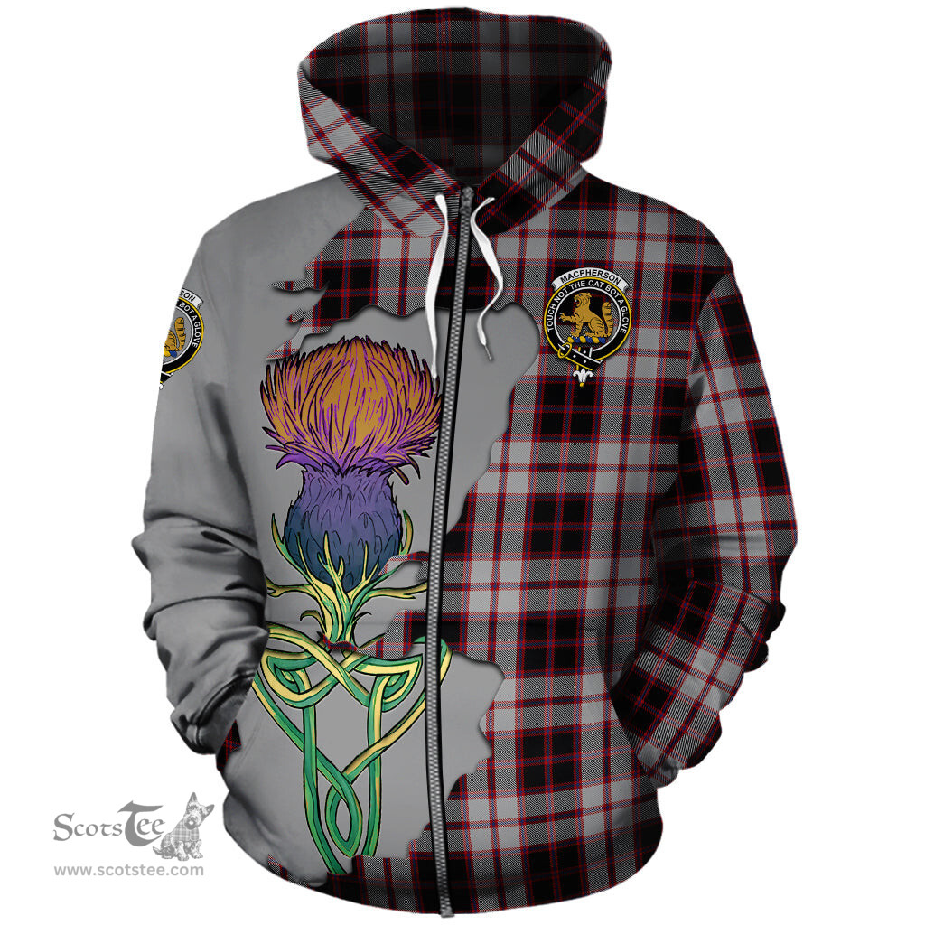 Scottish MacPherson Clan Tartan Crest with Thistle and Scotland Map Tartan Plaid Hoodie Scottish Plaid Tartan Plaid - ScotsTee - scotstee.com