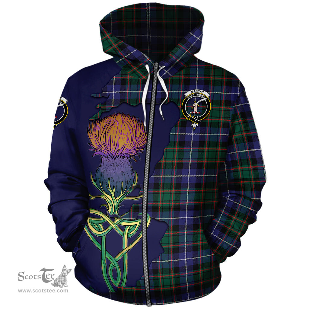 Scottish MacRae Hunting Modern Clan Tartan Crest with Thistle and Scotland Map Tartan Plaid Hoodie Scottish Plaid Tartan Plaid - ScotsTee - scotstee.com
