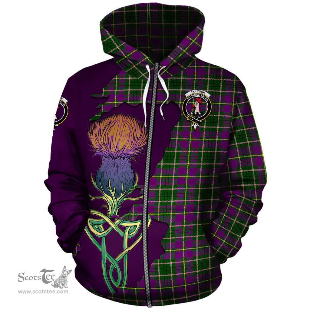 Scottish Taylor Clan Tartan Crest with Thistle and Scotland Map Tartan Plaid Hoodie Scottish Plaid Tartan Plaid - ScotsTee - scotstee.com