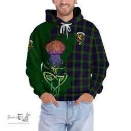 Scottish Nicolson Green Hunting Clan Tartan Crest with Thistle and Scotland Map Tartan Plaid Hoodie Scottish Plaid Tartan Plaid - ScotsTee - scotstee.com