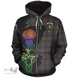 Scottish Stewart Grey Clan Tartan Crest with Thistle and Scotland Map Tartan Plaid Hoodie Scottish Plaid Tartan Plaid - ScotsTee - scotstee.com