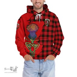 Scottish MacQueen Modern Clan Tartan Crest with Thistle and Scotland Map Tartan Plaid Hoodie Scottish Plaid Tartan Plaid - ScotsTee - scotstee.com