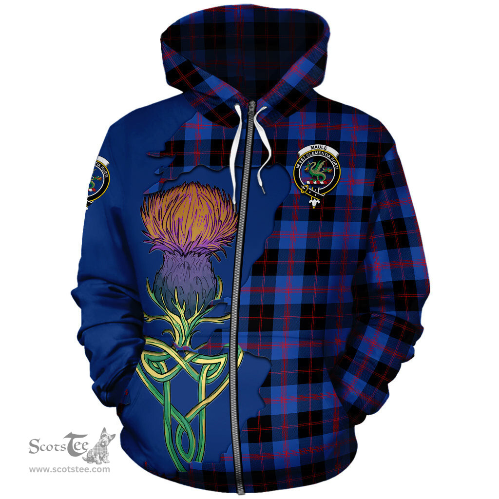 Scottish Maule Clan Tartan Crest with Thistle and Scotland Map Tartan Plaid Hoodie Scottish Plaid Tartan Plaid - ScotsTee - scotstee.com