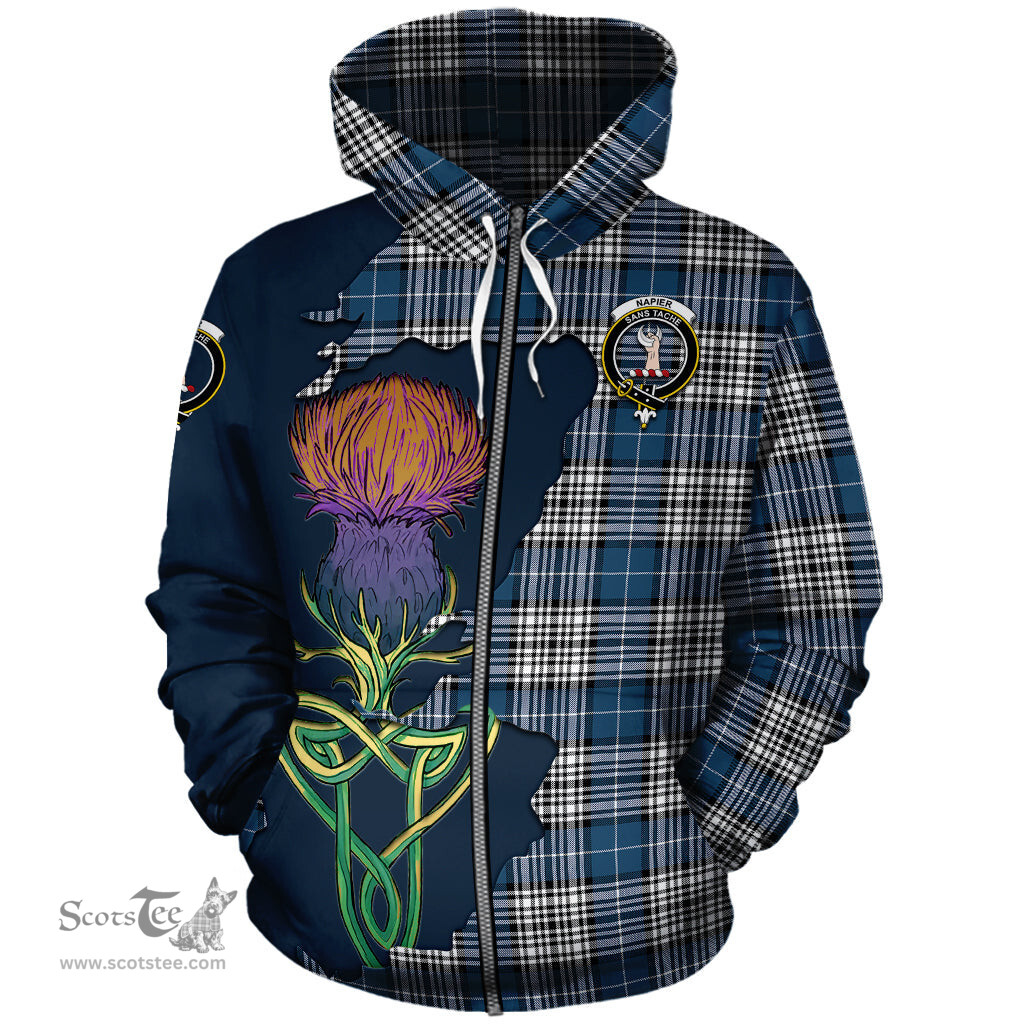 Scottish Napier Modern Clan Tartan Crest with Thistle and Scotland Map Tartan Plaid Hoodie Scottish Plaid Tartan Plaid - ScotsTee - scotstee.com