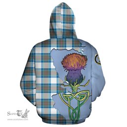 Scottish Stewart Muted Blue Clan Tartan Crest with Thistle and Scotland Map Tartan Plaid Hoodie Scottish Plaid Tartan Plaid - ScotsTee - scotstee.com