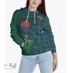 Scottish Sinclair Hunting Ancient Clan Tartan Crest with Thistle and Scotland Map Tartan Plaid Hoodie Scottish Plaid Tartan Plaid - ScotsTee - scotstee.com