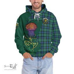 Scottish Sinclair Hunting Ancient Clan Tartan Crest with Thistle and Scotland Map Tartan Plaid Hoodie Scottish Plaid Tartan Plaid - ScotsTee - scotstee.com