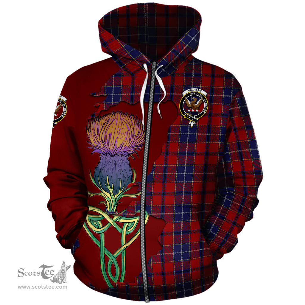 Scottish Wishart Dress Clan Tartan Crest with Thistle and Scotland Map Tartan Plaid Hoodie Scottish Plaid Tartan Plaid - ScotsTee - scotstee.com