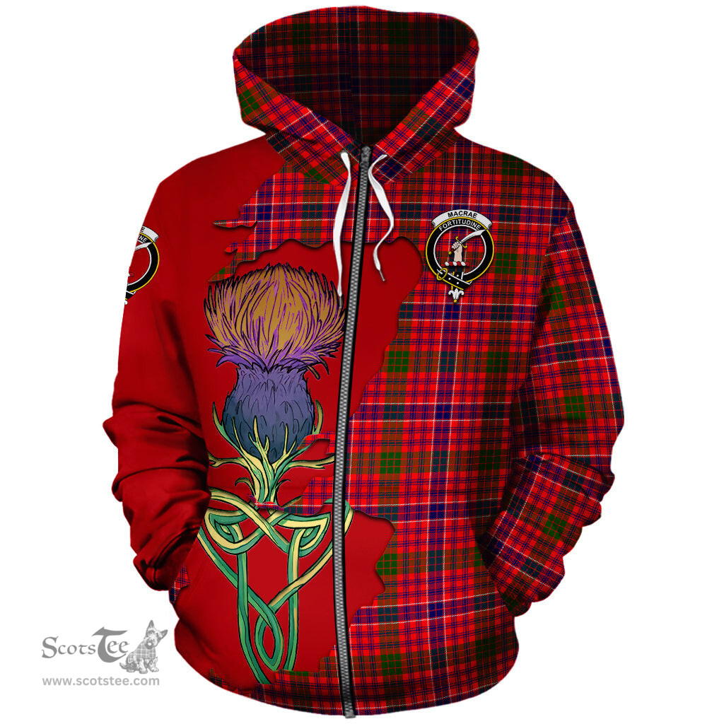 Scottish MacRae Modern Clan Tartan Crest with Thistle and Scotland Map Tartan Plaid Hoodie Scottish Plaid Tartan Plaid - ScotsTee - scotstee.com