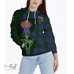 Scottish Wishart Hunting Clan Tartan Crest with Thistle and Scotland Map Tartan Plaid Hoodie Scottish Plaid Tartan Plaid - ScotsTee - scotstee.com