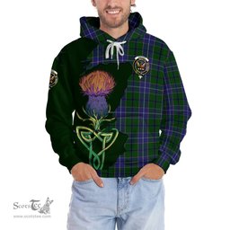 Scottish Wishart Hunting Clan Tartan Crest with Thistle and Scotland Map Tartan Plaid Hoodie Scottish Plaid Tartan Plaid - ScotsTee - scotstee.com