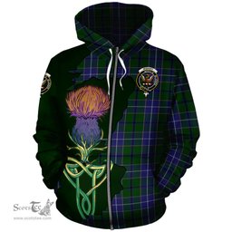 Scottish Wishart Hunting Clan Tartan Crest with Thistle and Scotland Map Tartan Plaid Hoodie Scottish Plaid Tartan Plaid - ScotsTee - scotstee.com