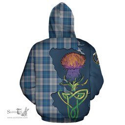 Scottish Menzies Dress Blue and White Clan Tartan Crest with Thistle and Scotland Map Tartan Plaid Hoodie Scottish Plaid Tartan Plaid - ScotsTee - scotstee.com