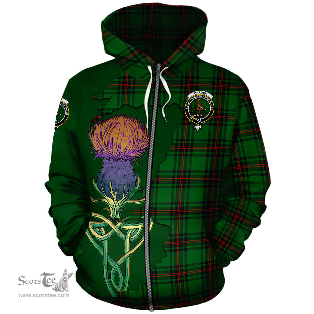 Scottish Orrock Clan Tartan Crest with Thistle and Scotland Map Tartan Plaid Hoodie Scottish Plaid Tartan Plaid - ScotsTee - scotstee.com