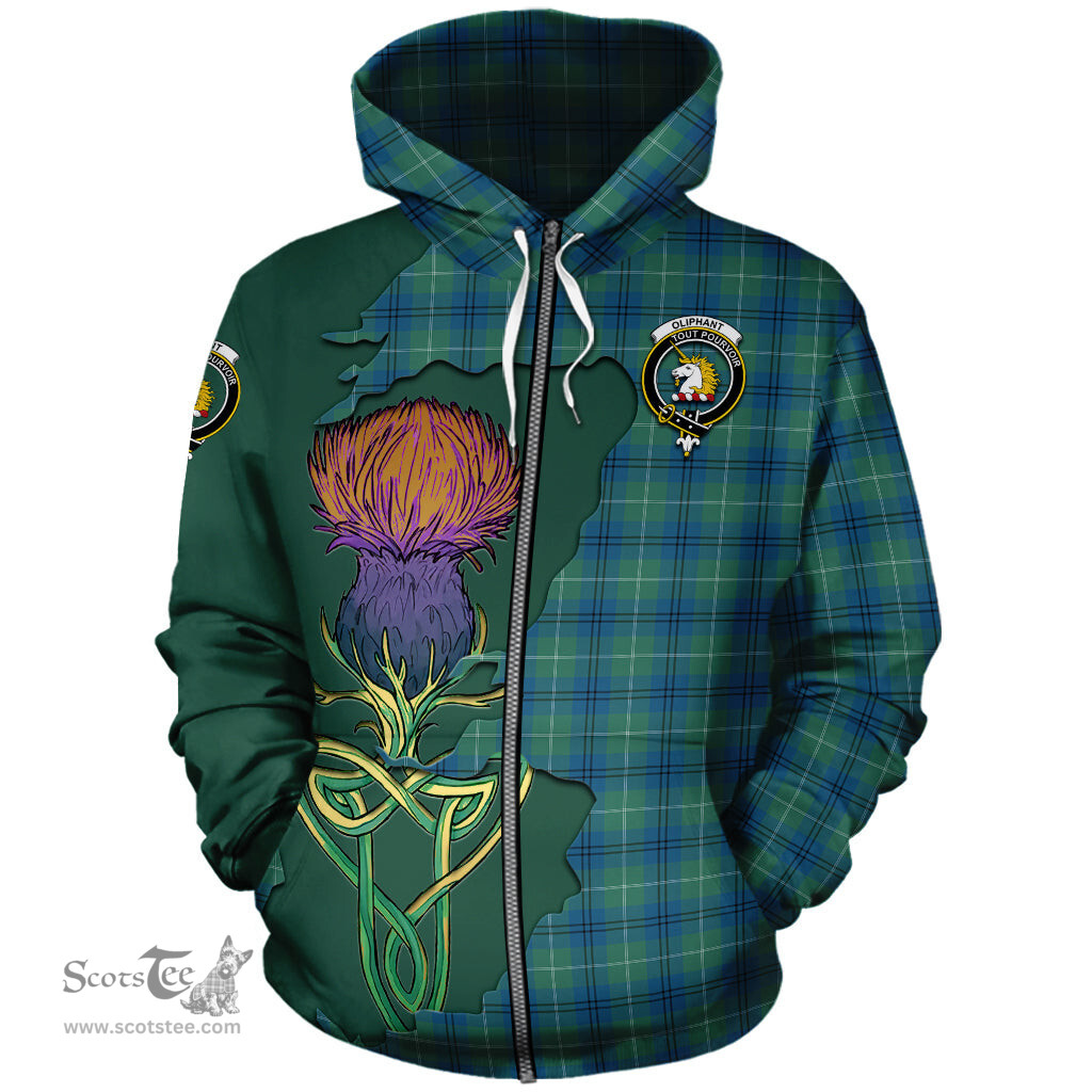 Scottish Oliphant Ancient Clan Tartan Crest with Thistle and Scotland Map Tartan Plaid Hoodie Scottish Plaid Tartan Plaid - ScotsTee - scotstee.com