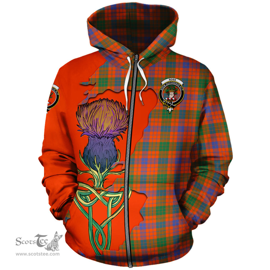 Scottish Ross Ancient Clan Tartan Crest with Thistle and Scotland Map Tartan Plaid Hoodie Scottish Plaid Tartan Plaid - ScotsTee - scotstee.com