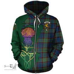Scottish Nicolson Hunting Ancient Clan Tartan Crest with Thistle and Scotland Map Tartan Plaid Hoodie Scottish Plaid Tartan Plaid - ScotsTee - scotstee.com