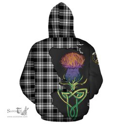 Scottish Menzies Black and White Clan Tartan Crest with Thistle and Scotland Map Tartan Plaid Hoodie Scottish Plaid Tartan Plaid - ScotsTee - scotstee.com