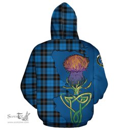 Scottish Ramsay Blue Ancient Clan Tartan Crest with Thistle and Scotland Map Tartan Plaid Hoodie Scottish Plaid Tartan Plaid - ScotsTee - scotstee.com