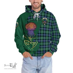 Scottish Rose Hunting Ancient Clan Tartan Crest with Thistle and Scotland Map Tartan Plaid Hoodie Scottish Plaid Tartan Plaid - ScotsTee - scotstee.com