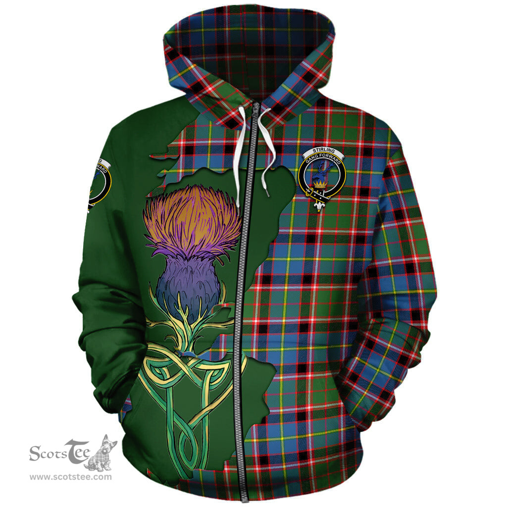 Scottish Stirling Bannockburn Clan Tartan Crest with Thistle and Scotland Map Tartan Plaid Hoodie Scottish Plaid Tartan Plaid - ScotsTee - scotstee.com