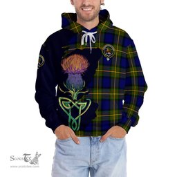 Scottish Moore Clan Tartan Crest with Thistle and Scotland Map Tartan Plaid Hoodie Scottish Plaid Tartan Plaid - ScotsTee - scotstee.com