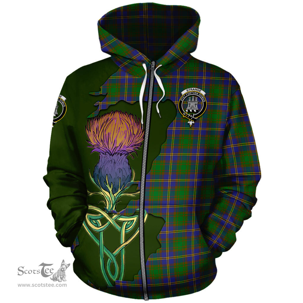 Scottish Strange of Balkaskie Clan Tartan Crest with Thistle and Scotland Map Tartan Plaid Hoodie Scottish Plaid Tartan Plaid - ScotsTee - scotstee.com
