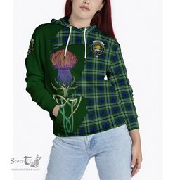Scottish Purves Clan Tartan Crest with Thistle and Scotland Map Tartan Plaid Hoodie Scottish Plaid Tartan Plaid - ScotsTee - scotstee.com