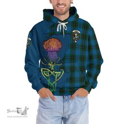 Scottish Murray of Elibank Clan Tartan Crest with Thistle and Scotland Map Tartan Plaid Hoodie Scottish Plaid Tartan Plaid - ScotsTee - scotstee.com