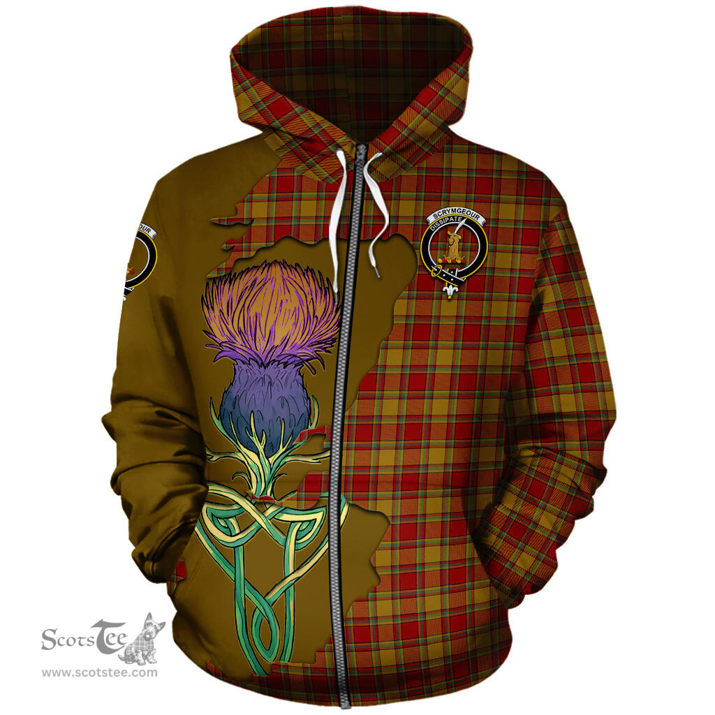 Scottish Scrymgeour Clan Tartan Crest with Thistle and Scotland Map Tartan Plaid Hoodie Scottish Plaid Tartan Plaid - ScotsTee - scotstee.com