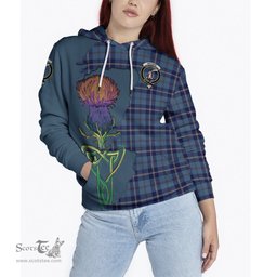 Scottish MacRaes of America Clan Tartan Crest with Thistle and Scotland Map Tartan Plaid Hoodie Scottish Plaid Tartan Plaid - ScotsTee - scotstee.com