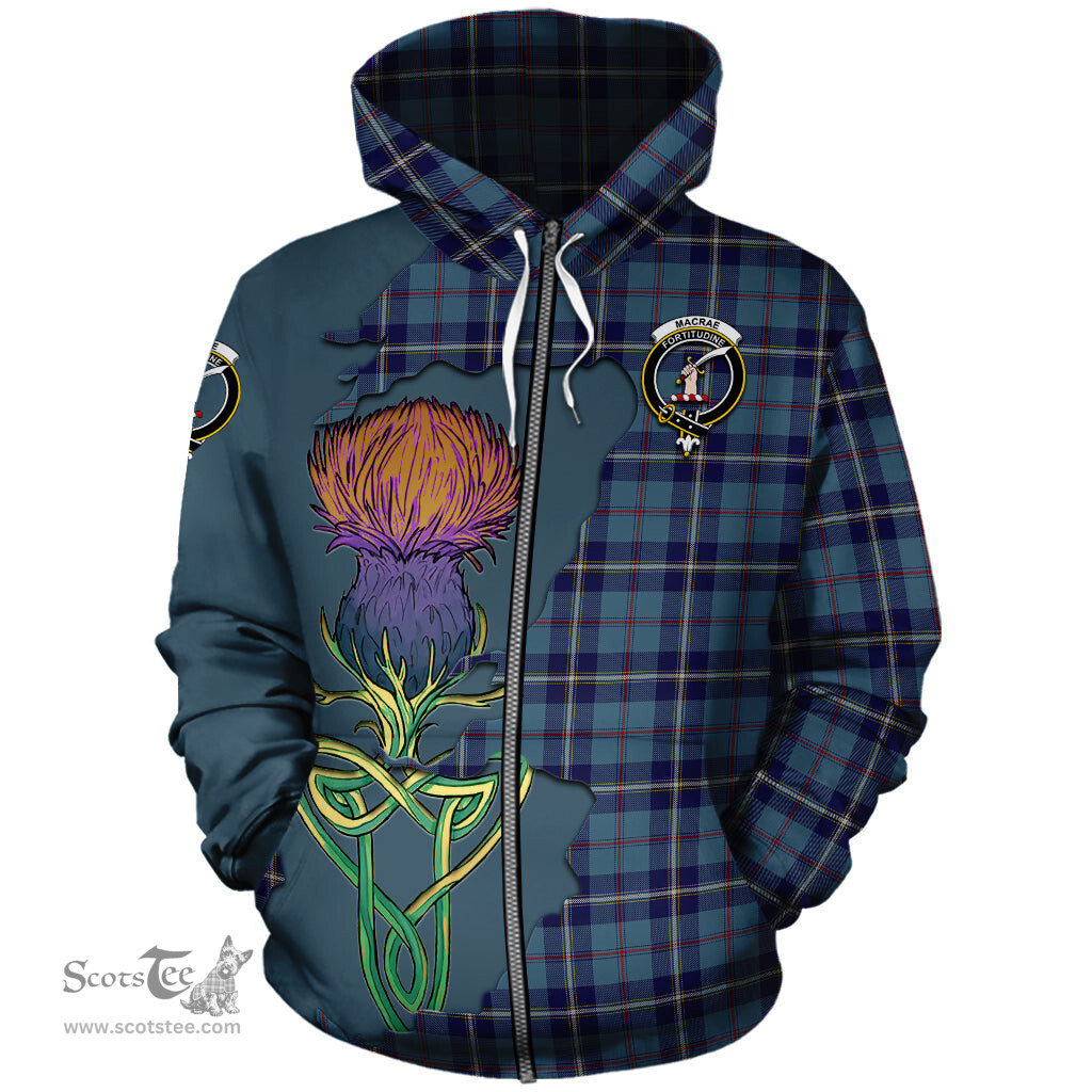 Scottish MacRaes of America Clan Tartan Crest with Thistle and Scotland Map Tartan Plaid Hoodie Scottish Plaid Tartan Plaid - ScotsTee - scotstee.com