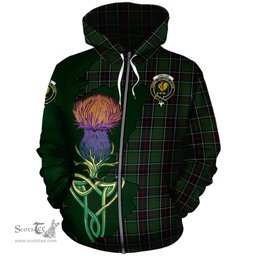 Scottish Sinclair Hunting Clan Tartan Crest with Thistle and Scotland Map Tartan Plaid Hoodie Scottish Plaid Tartan Plaid - ScotsTee - scotstee.com