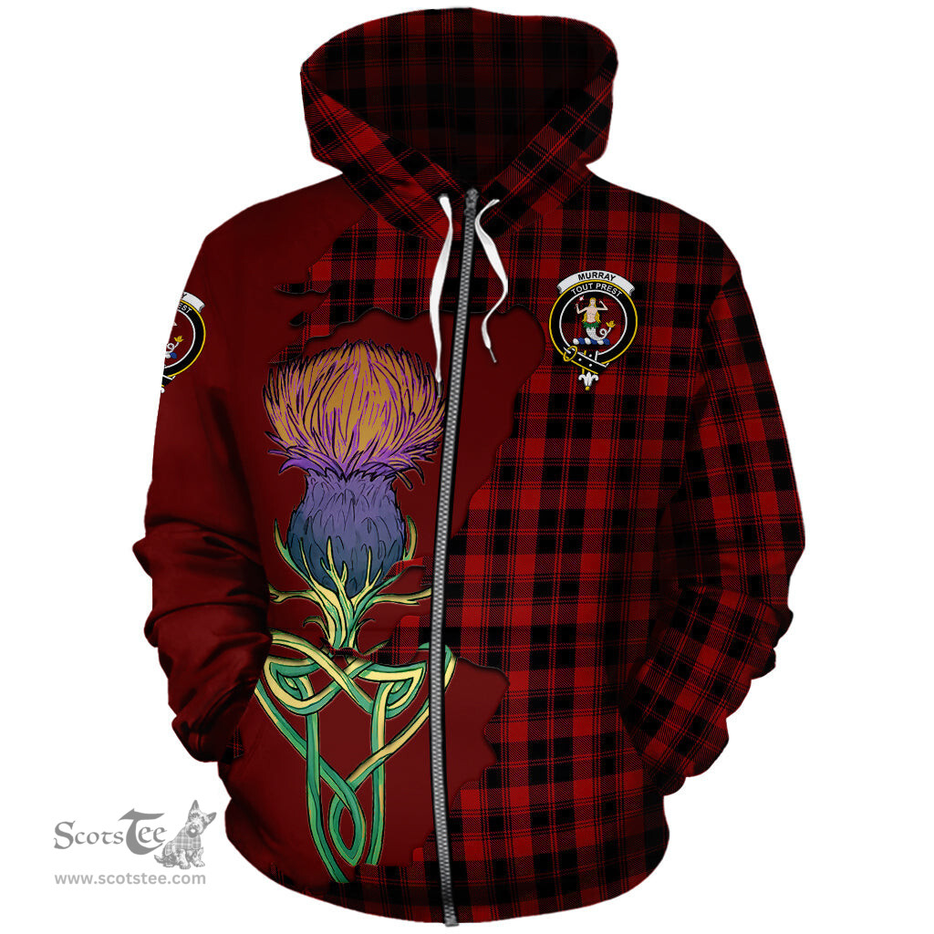 Scottish Murray of Ochtertyre Clan Tartan Crest with Thistle and Scotland Map Tartan Plaid Hoodie Scottish Plaid Tartan Plaid - ScotsTee - scotstee.com