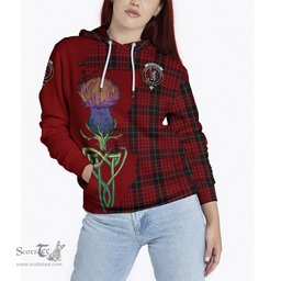 Scottish MacQueen Clan Tartan Crest with Thistle and Scotland Map Tartan Plaid Hoodie Scottish Plaid Tartan Plaid - ScotsTee - scotstee.com