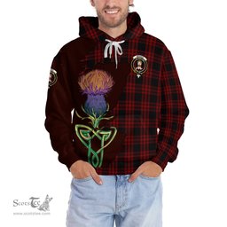 Scottish Menzies Hunting Clan Tartan Crest with Thistle and Scotland Map Tartan Plaid Hoodie Scottish Plaid Tartan Plaid - ScotsTee - scotstee.com