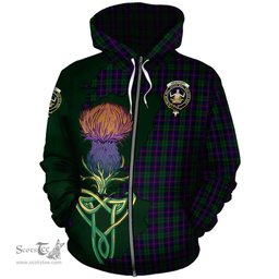Scottish Urquhart Clan Tartan Crest with Thistle and Scotland Map Tartan Plaid Hoodie Scottish Plaid Tartan Plaid - ScotsTee - scotstee.com