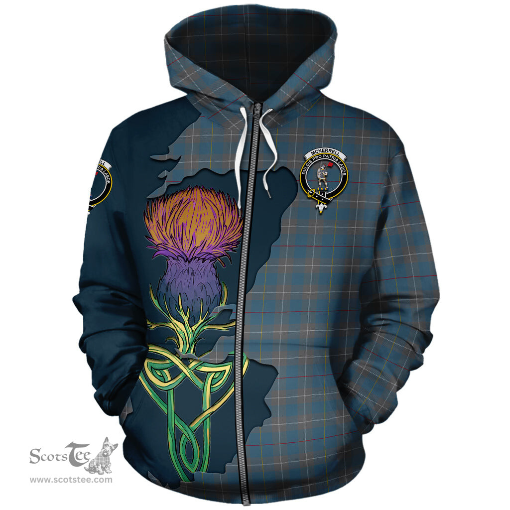 Scottish McKerrell of Hillhouse Dress Clan Tartan Crest with Thistle and Scotland Map Tartan Plaid Hoodie Scottish Plaid Tartan Plaid - ScotsTee - scotstee.com
