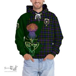 Scottish Murray of Atholl Modern Clan Tartan Crest with Thistle and Scotland Map Tartan Plaid Hoodie Scottish Plaid Tartan Plaid - ScotsTee - scotstee.com