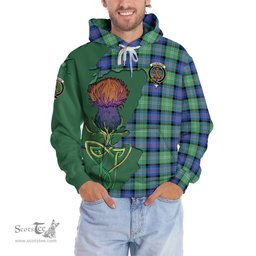 Scottish Sutherland Ancient Clan Tartan Crest with Thistle and Scotland Map Tartan Plaid Hoodie Scottish Plaid Tartan Plaid - ScotsTee - scotstee.com