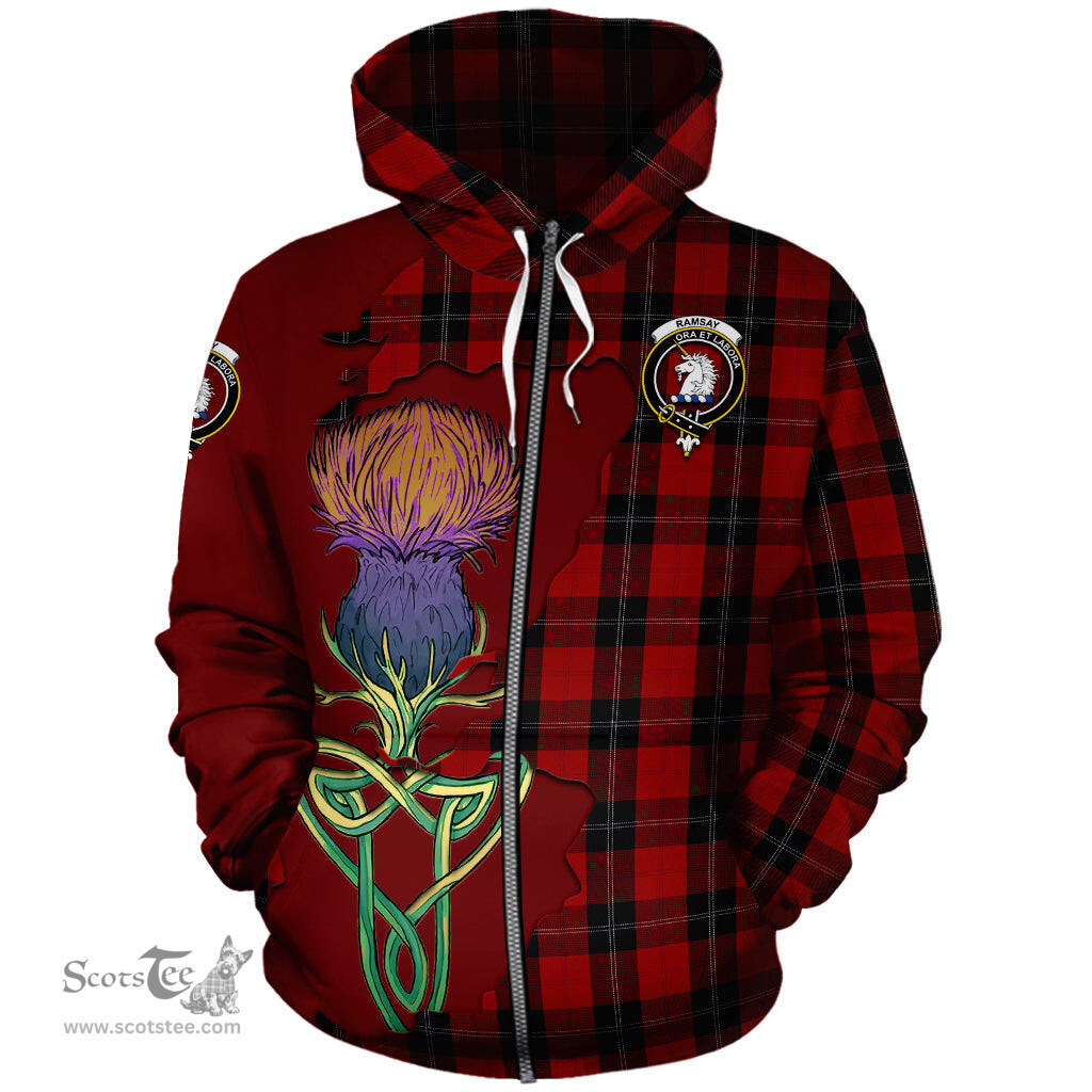 Scottish Ramsay Clan Tartan Crest with Thistle and Scotland Map Tartan Plaid Hoodie Scottish Plaid Tartan Plaid - ScotsTee - scotstee.com