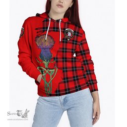 Scottish Ramsay Modern Clan Tartan Crest with Thistle and Scotland Map Tartan Plaid Hoodie Scottish Plaid Tartan Plaid - ScotsTee - scotstee.com