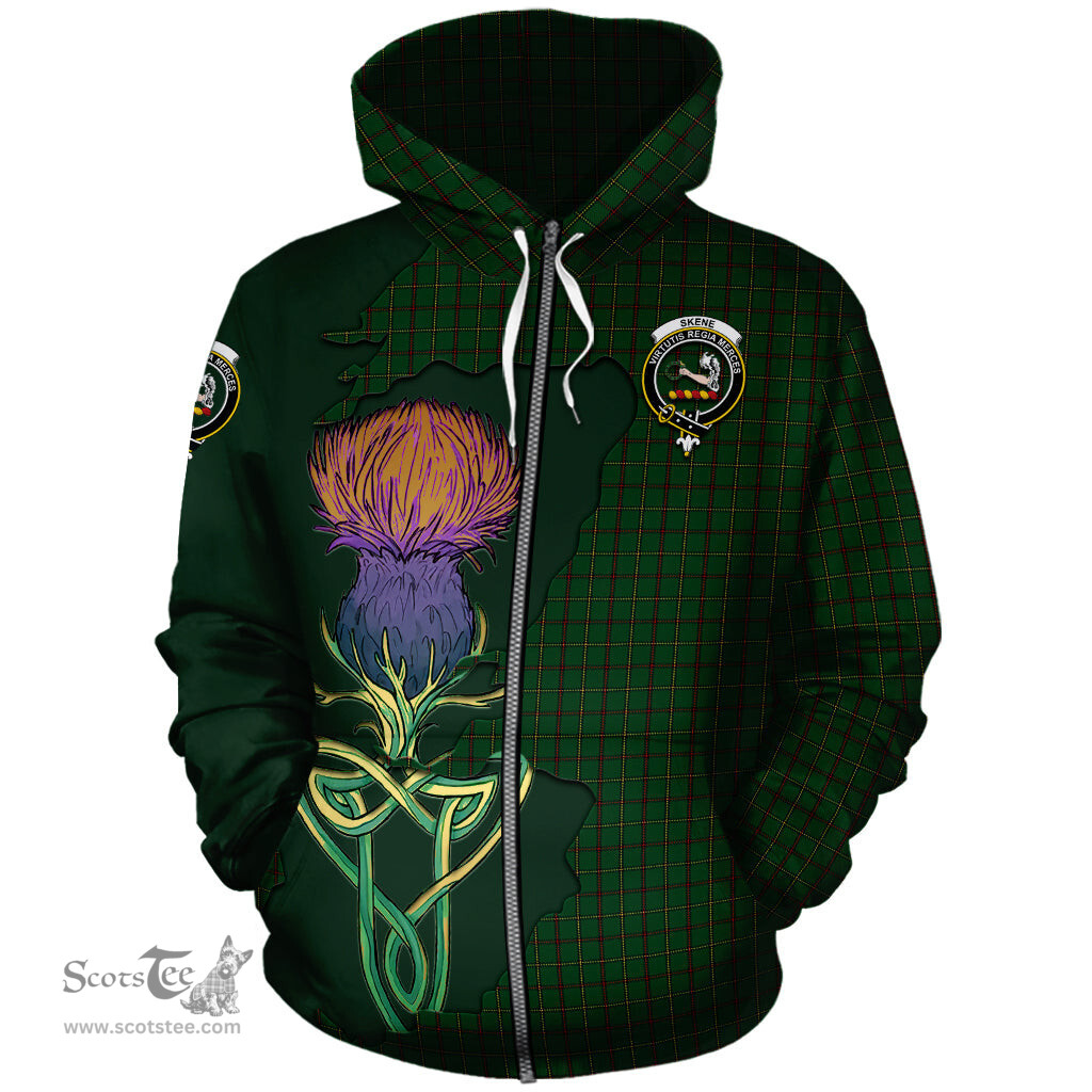 Scottish Skene or Tribe of Mar Clan Tartan Crest with Thistle and Scotland Map Tartan Plaid Hoodie Scottish Plaid Tartan Plaid - ScotsTee - scotstee.com