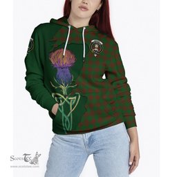 Scottish Menzies Clan Tartan Crest with Thistle and Scotland Map Tartan Plaid Hoodie Scottish Plaid Tartan Plaid - ScotsTee - scotstee.com