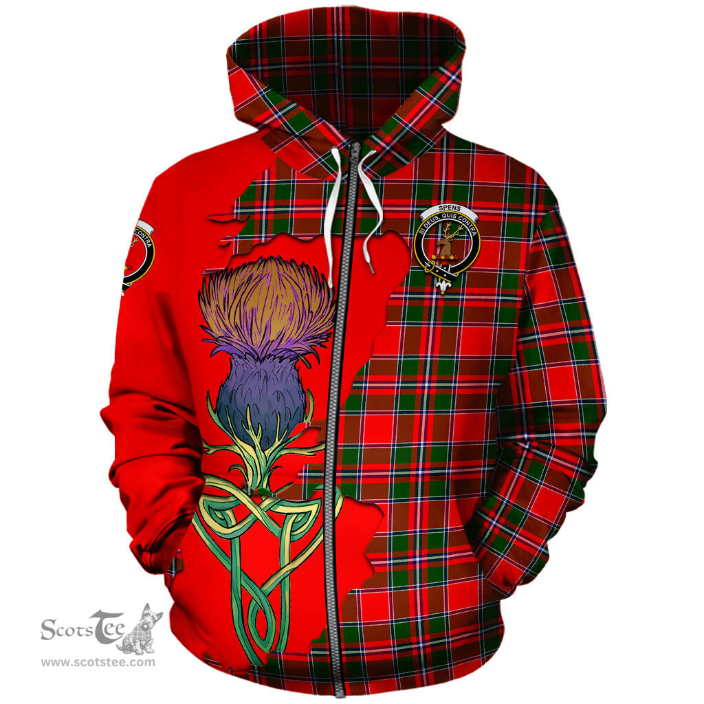 Scottish Spens Modern Clan Tartan Crest with Thistle and Scotland Map Tartan Plaid Hoodie Scottish Plaid Tartan Plaid - ScotsTee - scotstee.com