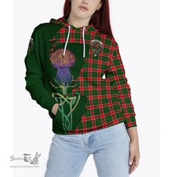 Scottish Pollock Modern Clan Tartan Crest with Thistle and Scotland Map Tartan Plaid Hoodie Scottish Plaid Tartan Plaid - ScotsTee - scotstee.com