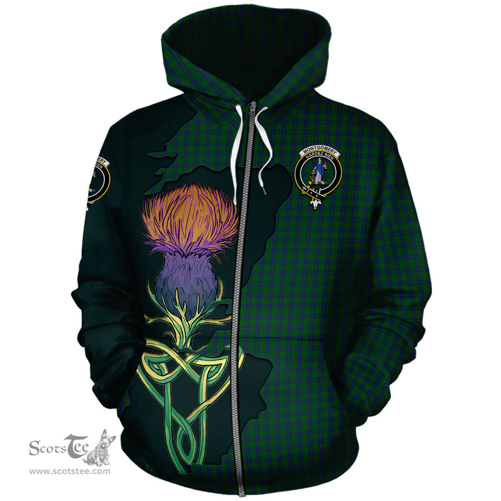 Scottish Montgomery Clan Tartan Crest with Thistle and Scotland Map Tartan Plaid Hoodie Scottish Plaid Tartan Plaid - ScotsTee - scotstee.com