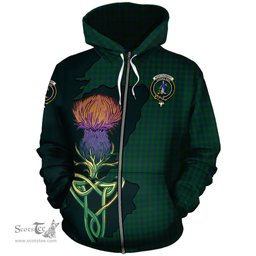 Scottish Montgomery Clan Tartan Crest with Thistle and Scotland Map Tartan Plaid Hoodie Scottish Plaid Tartan Plaid - ScotsTee - scotstee.com