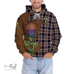 Scottish Stewart Navy Clan Tartan Crest with Thistle and Scotland Map Tartan Plaid Hoodie Scottish Plaid Tartan Plaid - ScotsTee - scotstee.com