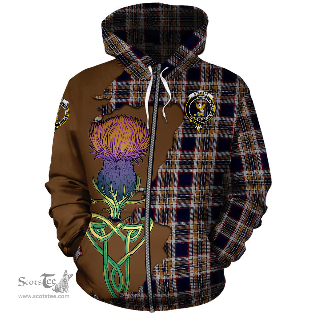 Scottish Stewart Navy Clan Tartan Crest with Thistle and Scotland Map Tartan Plaid Hoodie Scottish Plaid Tartan Plaid - ScotsTee - scotstee.com
